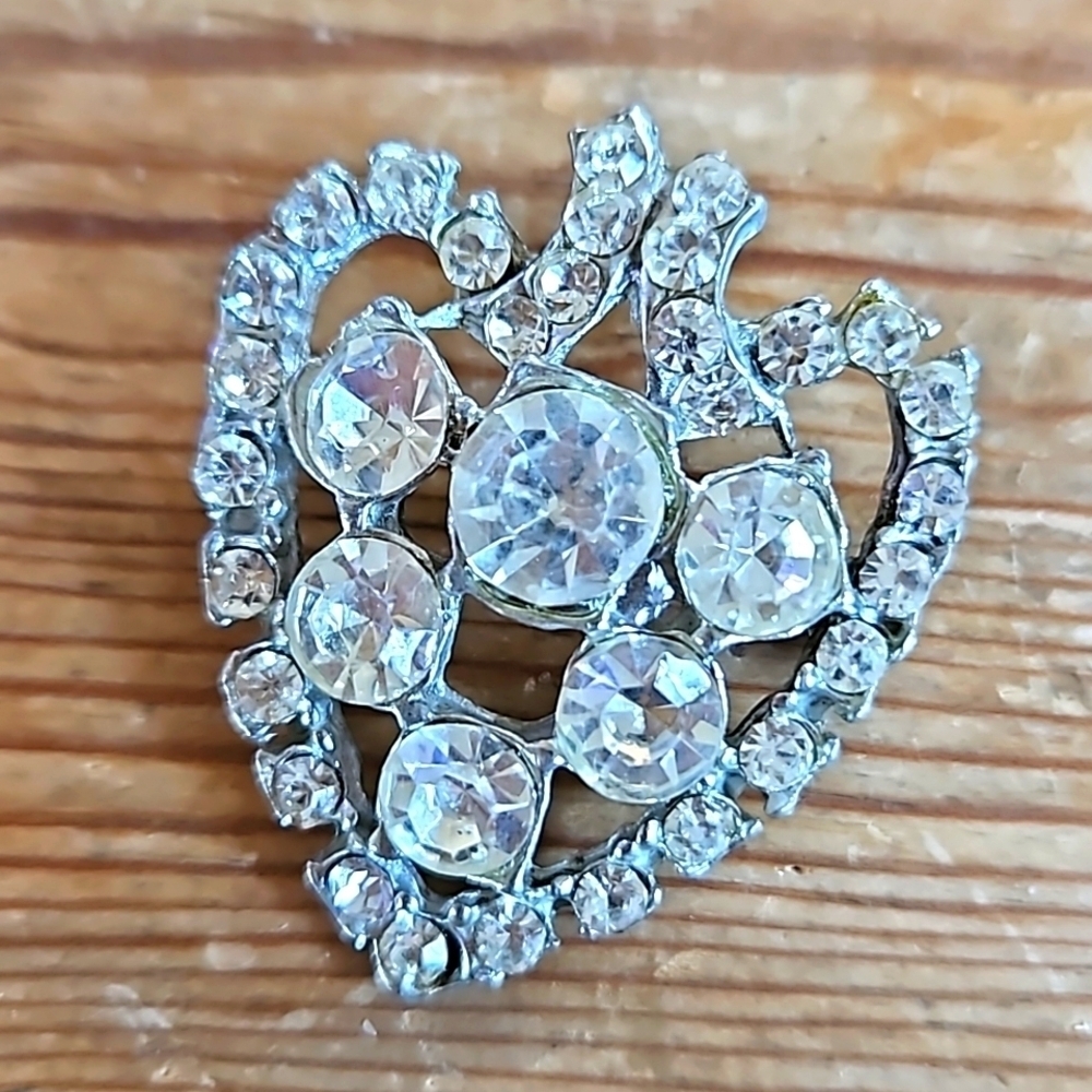 Vintage Clear Rhineston Brooch Pin